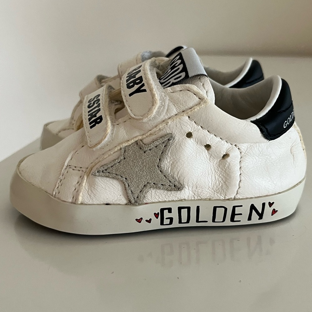 Golden Goose Baby Sneakers; nappa leather with grey suede star {size 17}
